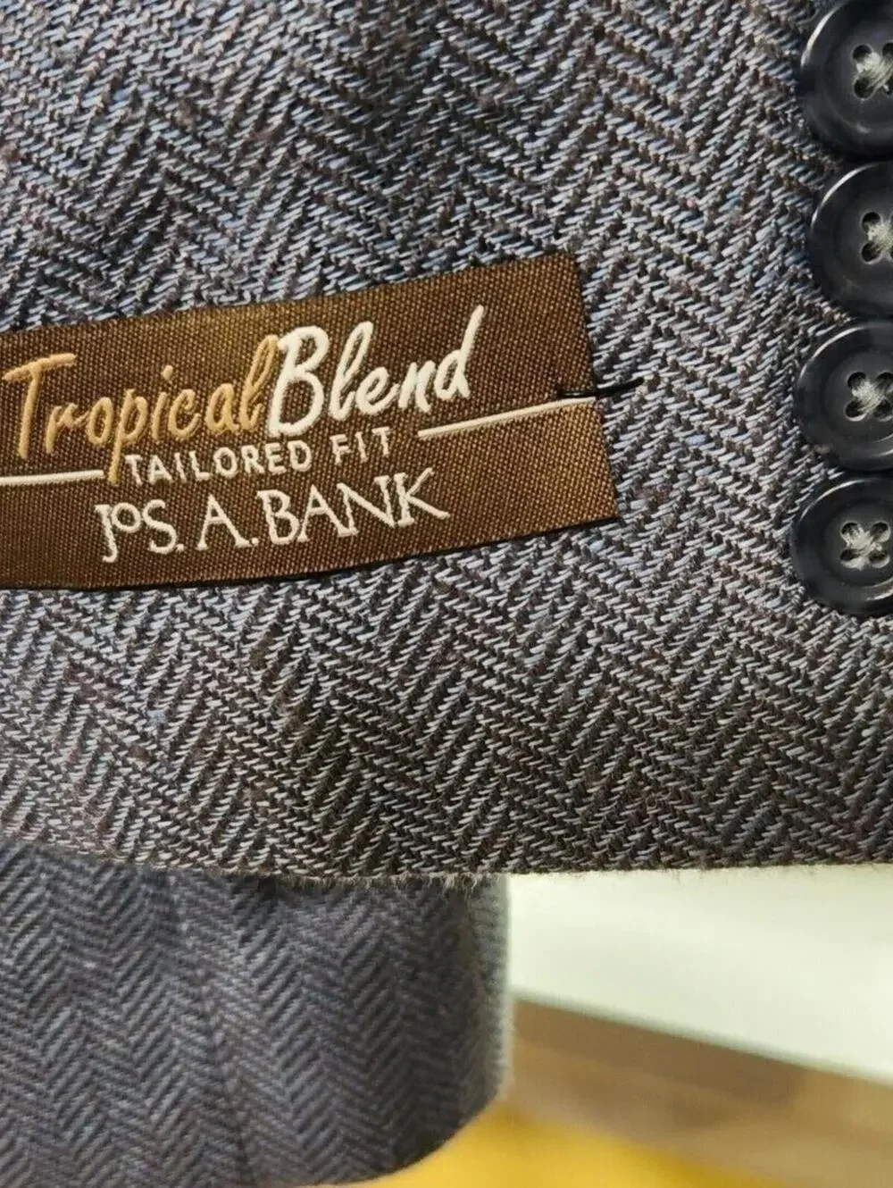 NEW Jos. A Bank 44 Long $395 Navy Herringbone Linen Silk Tropical Blend Blazer